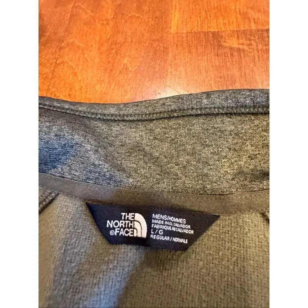 The North Face Mens Large Olive Green Quarter Zip Pullover Fleece Jacket 1/4 Zip